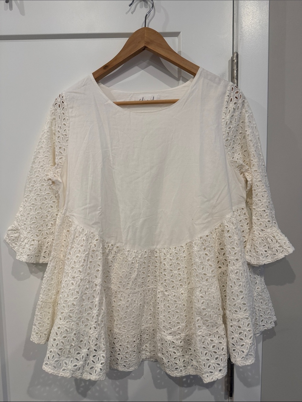 Chicwish white Eyelet Ruffle Peasant Tunic, S